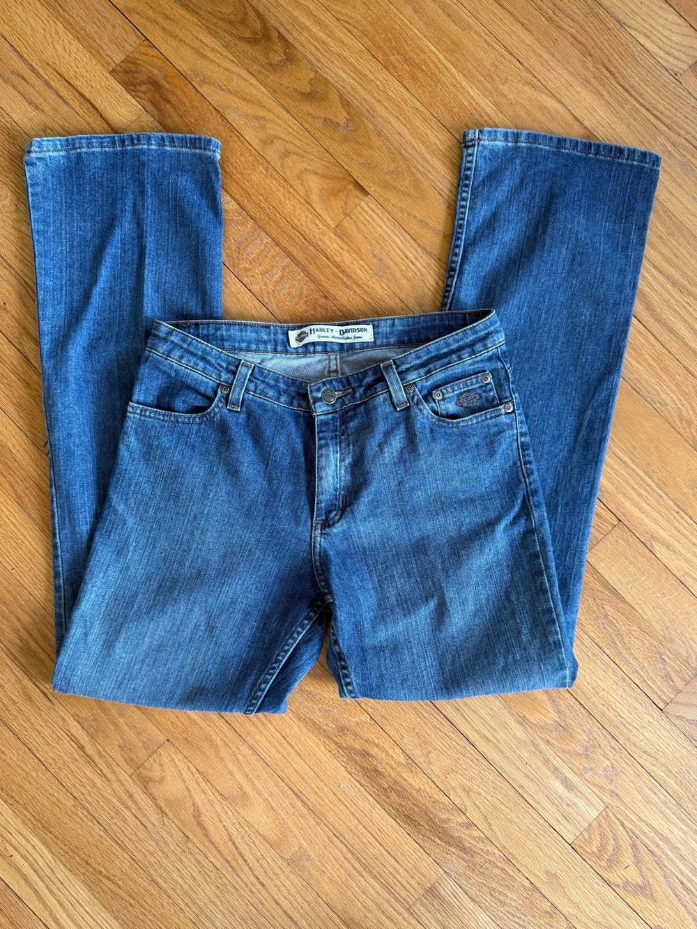 Harley-Davidson Moto Bootcut Jeans Size 6 Y2K Biker Denim ~ almost 31" inseam!